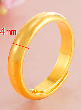 久不掉色沙金戒指女光面情侣开口小拇指真铜仿黄金尾戒跨境配饰品