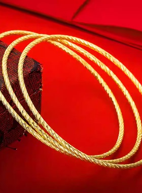 沙金手镯满天星女士高级感饰品仿黄金手镯久不掉色铜镯子仿真配饰