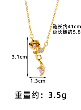 越南沙金玫瑰花锁骨链不掉色