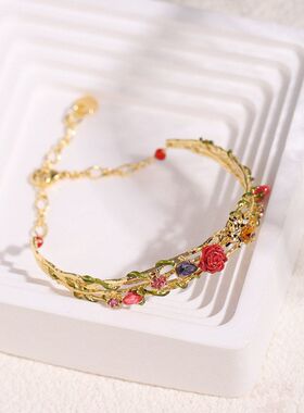 【奢华款】花朵交响乐系列黑色玛瑙玫瑰花蜘蛛手链