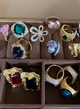 【孤品清仓特价】中古风戒指开口戒指动物戒指猫眼戒指天然石戒指