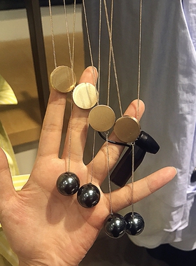 金色黄铜材质小众设计师风毛衣链