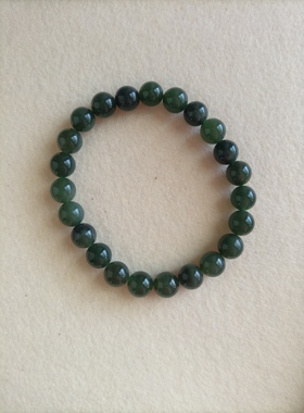 青海料正品天然和田玉碧玉手串8mm湖晴水绿圆珠手链珠串真玉石女