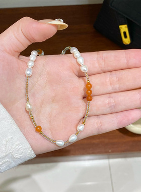 复古简约百搭波西米亚风小米珠淡水珍珠项链轻奢高级感叠戴锁骨链