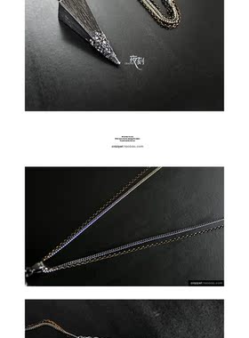 欧美风复古双层长款倒女毛衣链