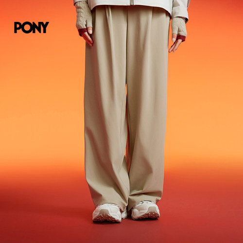 PONY女士针织长裤宽松阔腿户外运动高弹显瘦休闲裤 - 图2