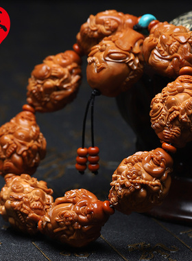 苏家骑兽双子弥勒橄榄核手串