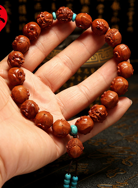 苏家龙纹桃核手工雕刻手串