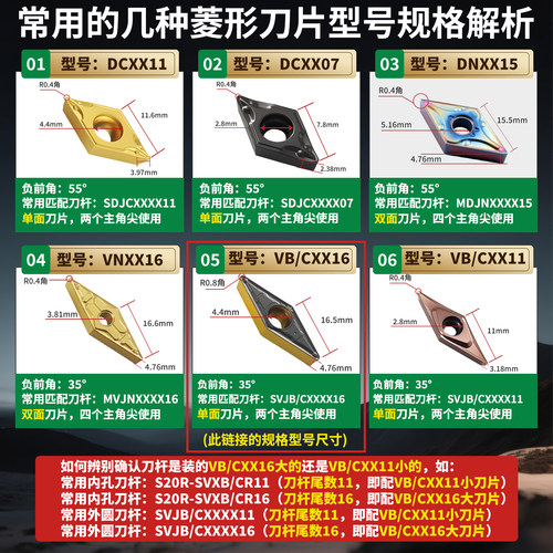 35度菱形数控刀片VCMT/VBMT1604不锈钢件铝用外圆内孔车床尖刀粒 - 图1