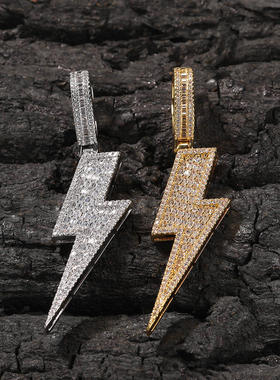 铜T方锆石麻花链男女闪电项链