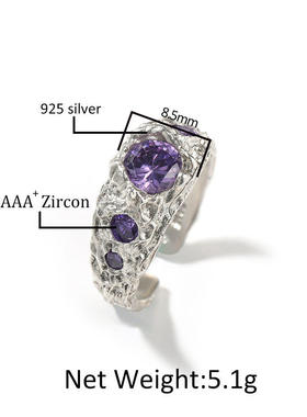 男925银加紫色锆石嘻哈