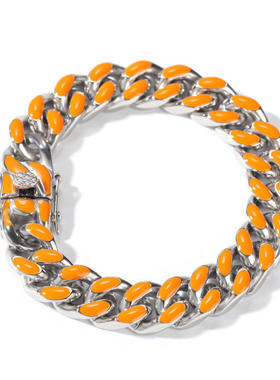 12mm宽嘻哈不锈钢滴油彩色个性古巴链时尚潮流百搭男女手链