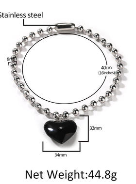 黑色桃心8mm米珠链女士