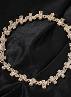 铜镶锆石无限十字架项链