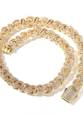 T方无限弹簧扣项链铜镶锆石