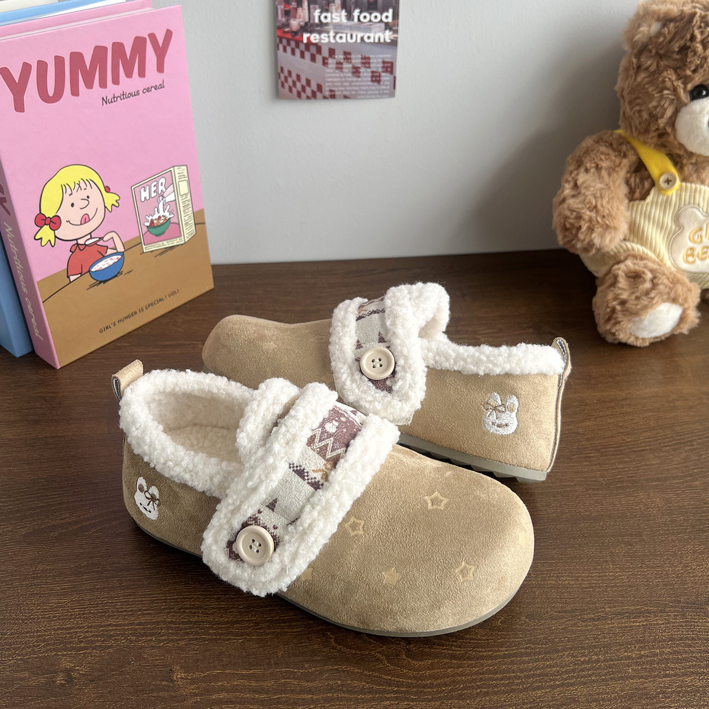 加绒勃肯鞋毛绒保暖厚底棉鞋女款新款增高加厚一脚蹬鞋子女鞋冬季,淘宝优惠券,粉丝福利购,淘宝优惠卷