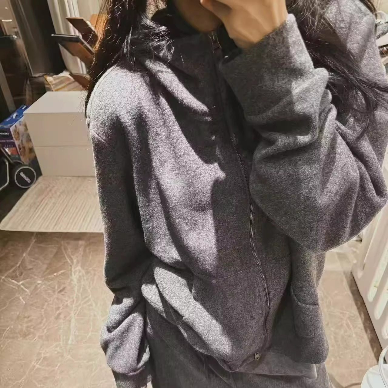 加绒JVVSISTER大头花同款拉链连帽开衫卫衣外套+休闲长裤两件套冬,淘宝优惠券,粉丝福利购,淘宝优惠卷