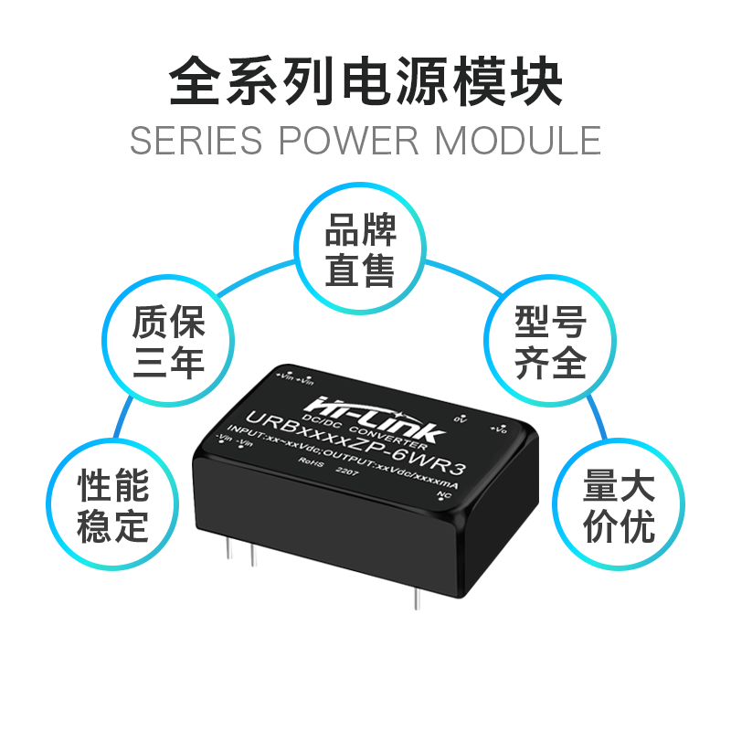 48V转5V电源模块DC-DC直流隔离12电源URB4805ZP-6WR3单路稳压输出