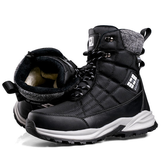 冬季男士雪地靴加厚防水防滑保暖加绒棉鞋户外骑行登山鞋滑雪棉靴
