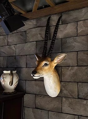 墙饰挂饰壁饰复古仿真羊头壁挂动物头挂件创意羚羊头民宿酒吧饰品