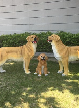 仿真狼狗摆件动物德牧犬斑点金毛玻璃钢雕塑客厅庭院店招财装饰品