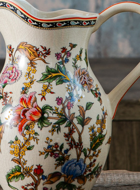 中古奶壶陶瓷花瓶摆件客厅家居饰品软装美式复古花插花瓶工艺品