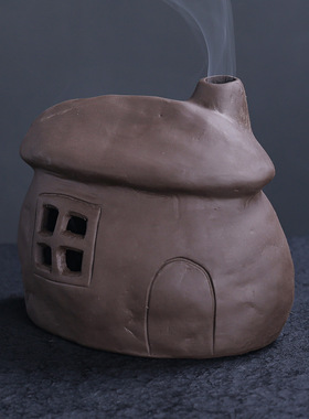 跨境陶瓷小壁炉家居氛围感摆件鼠尾草燃烧支架创意欧美房子香薰炉