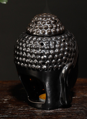 厂家直销陶瓷佛头香薰炉 室内家用香精油专用香炉工艺品家居摆件