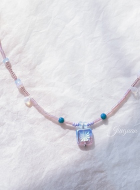 幻梦星光｜酒馆原创捷克琉璃项链简约紫色星河颈链手作小众