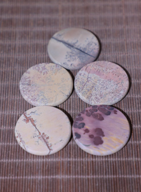 天然奇石草花石工艺摆件茶杯垫