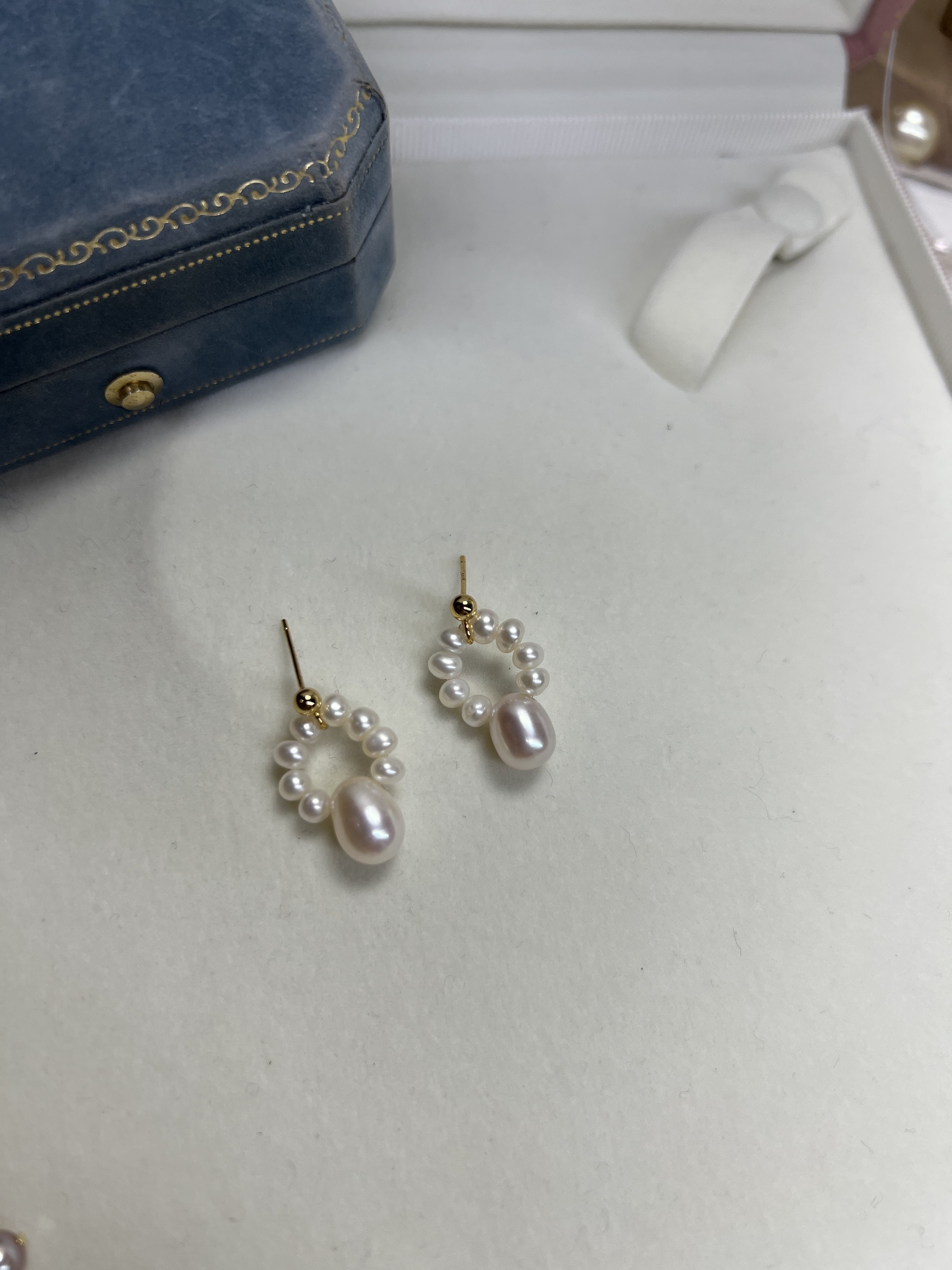 仙紫珍珠耳钉耳环小众花环水滴形耳环几乎无暇珍珠耳钉复古设计,淘宝优惠券,粉丝福利购,淘宝优惠卷