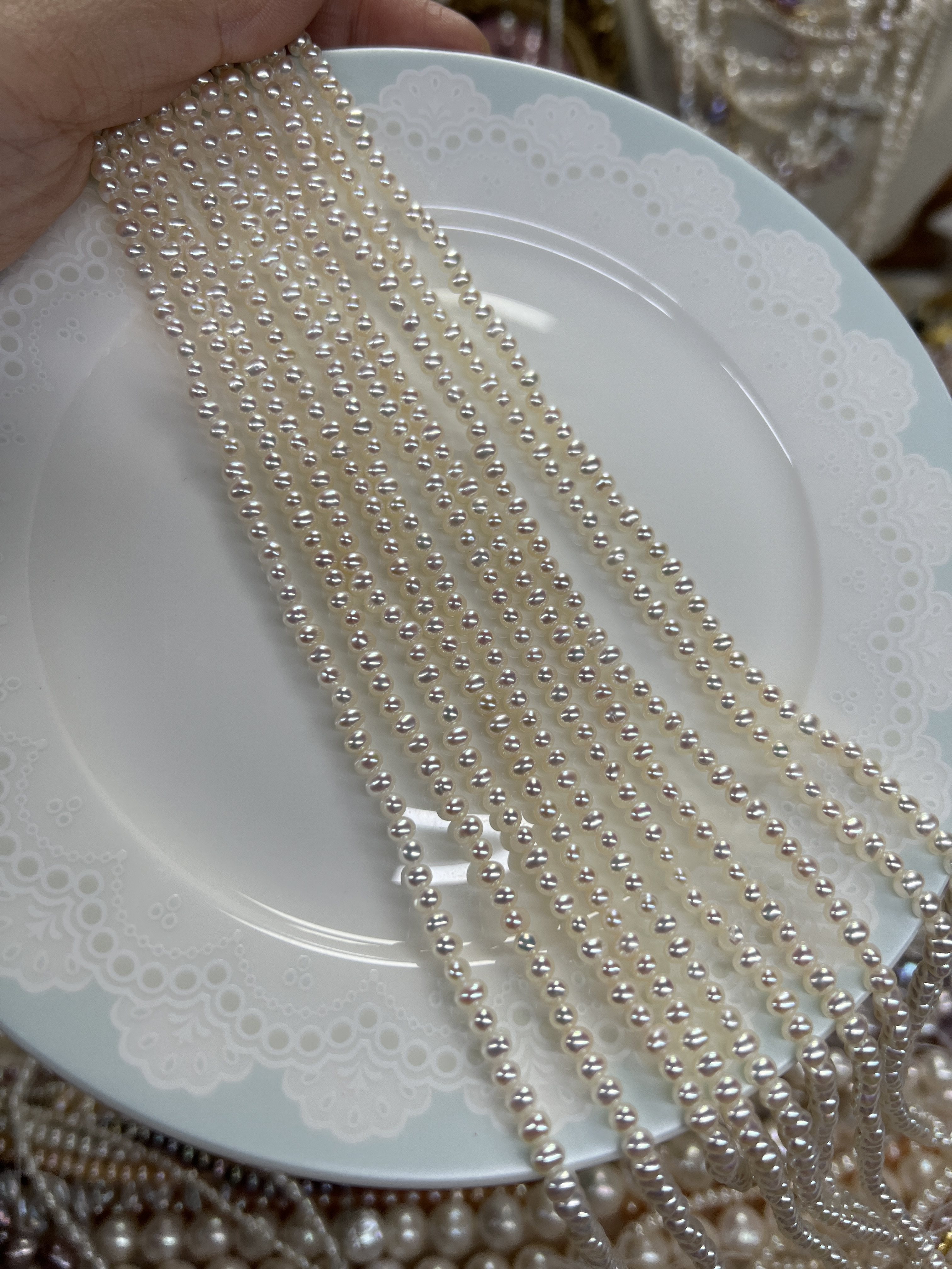 天然珍珠项链钻石光无暇2-3小米珠极光项链锁骨链无核精品稀有品,淘宝优惠券,粉丝福利购,淘宝优惠卷