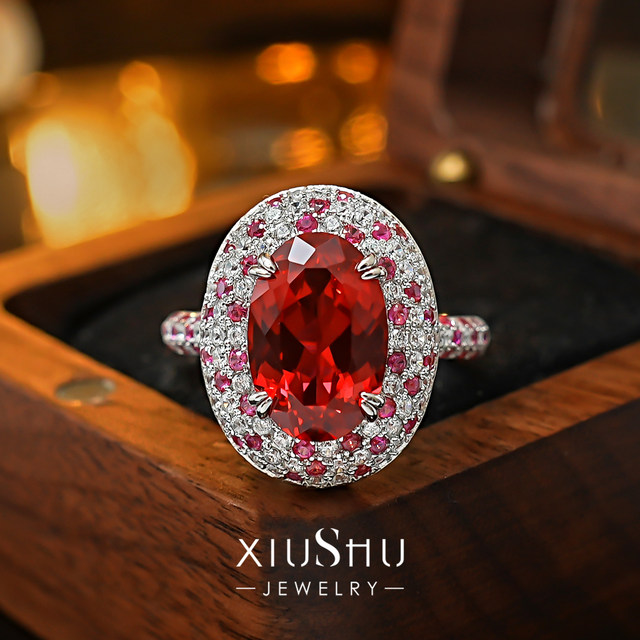 Cultured pigeon blood ruby 925 silver ring