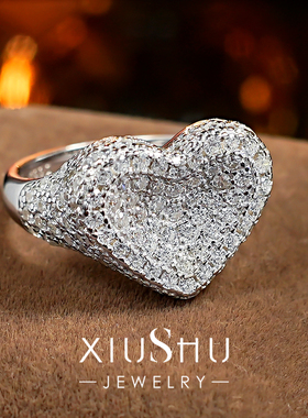 轻奢浪漫925银爱心戒指