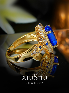 925银戒指双色培育尖晶石戒指