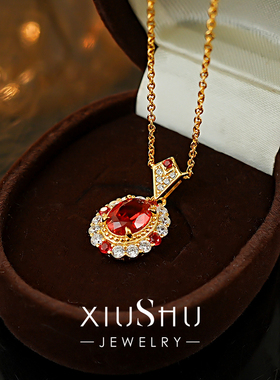 轻奢经典925银鸽血红气质吊坠