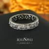 Lace pattern 925 silver vintage palace ring row