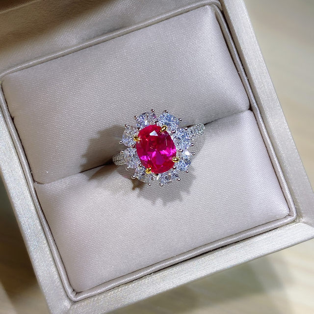 Haute 2 carat red ring women's jewelry set