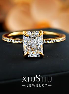 2克拉雷迪恩长方925银戒指