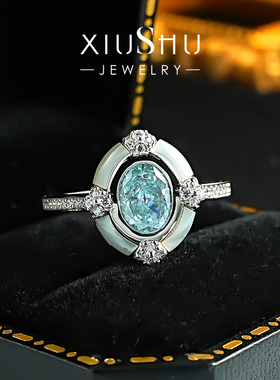 vintage中古风海蓝宝戒指