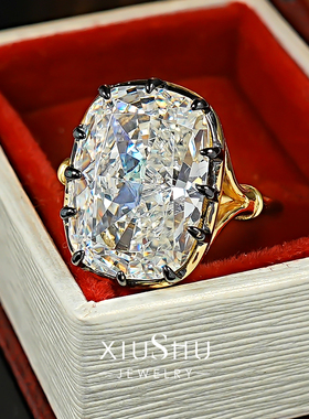 时髦个性15克拉冰花切大钻戒指