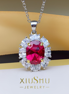 琇姝新款鸽血红吊坠项链