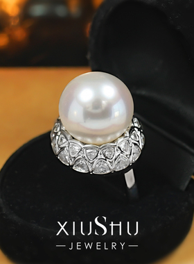 正圆强光南洋贝母珍珠戒指
