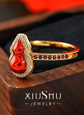 冰糖葫芦925银红葫芦戒指