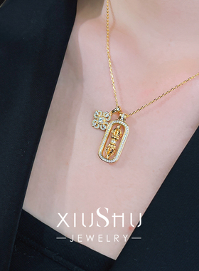 古法点钻十字金刚链锁骨链