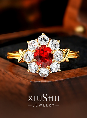 925银培育鸽血红宝石戒指