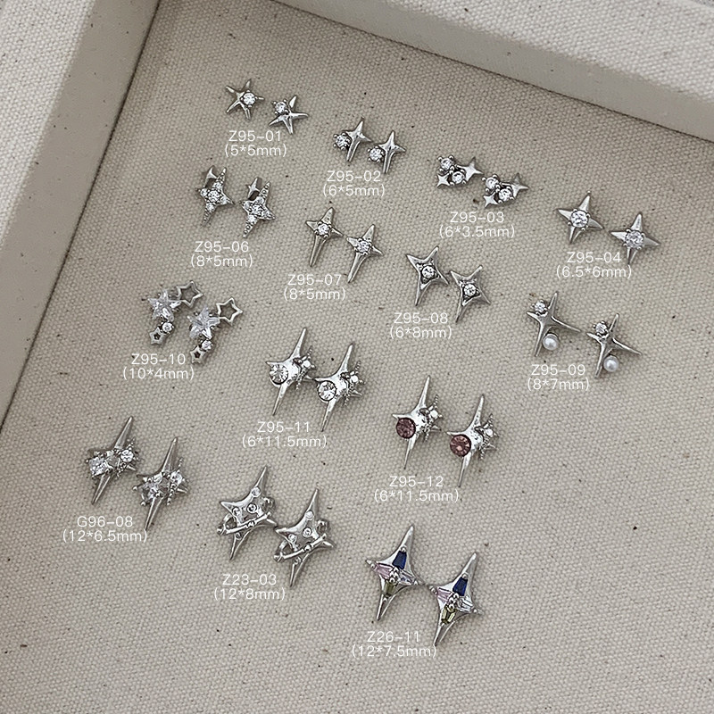 网红爆款y2k四芒星星美甲饰品2026新款小珍珠五角星立体指甲饰品,淘宝优惠券,粉丝福利购,淘宝优惠卷