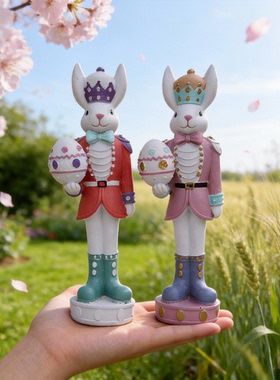 复活节装饰树脂骑士彩蛋兔子摆件