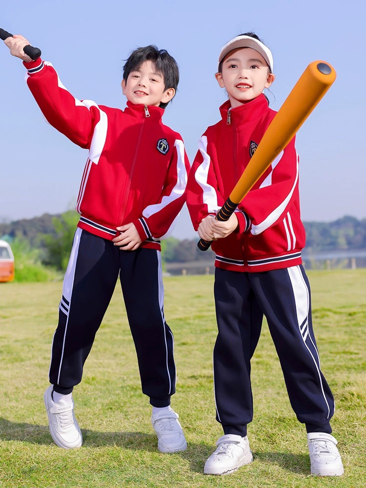 幼儿园园服红色夏装小学生夏天校服大班毕业演出服男女班服运动装-图0