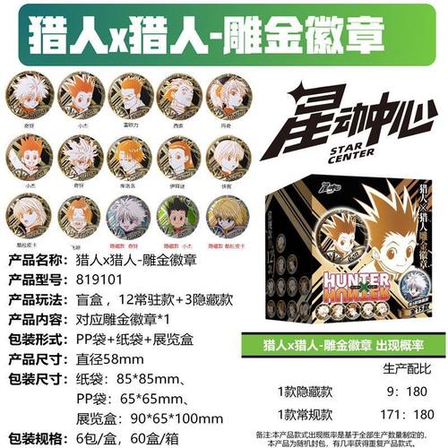 星动中心全职猎人金属徽章盲盒周边索隆基德酷拉皮卡动漫角色吧唧 - 图3